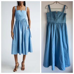 NWT Cinq à Sept Cornelia Crisscross Strap Denim Midi Sundress in Blissful Blue 8